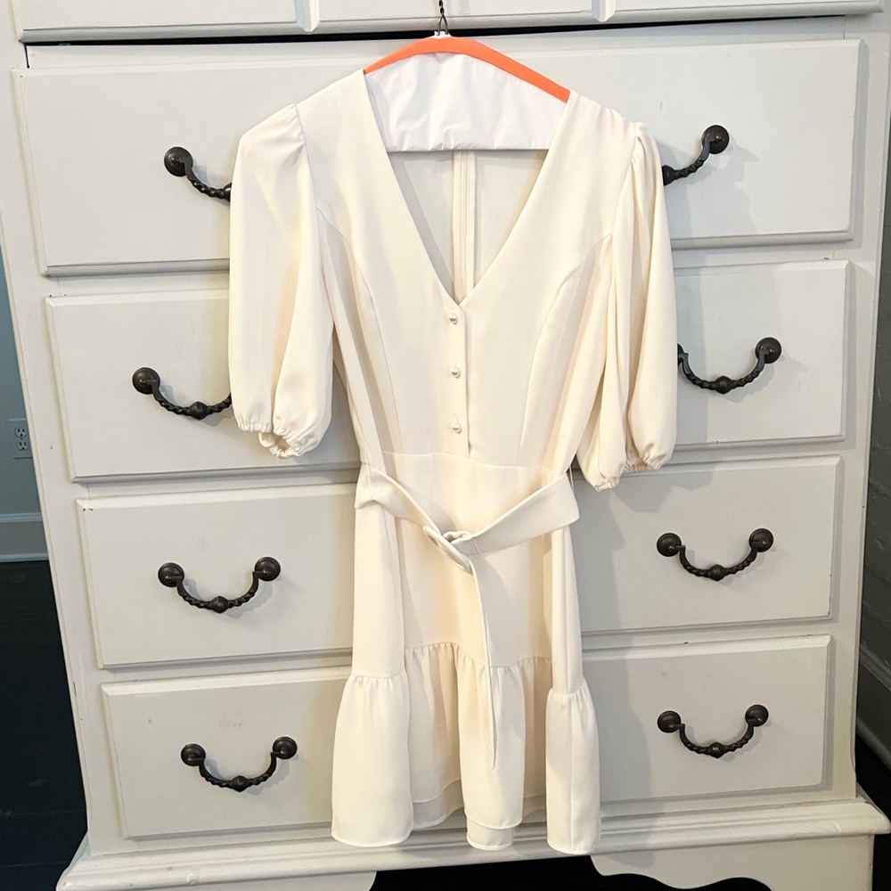 Amanda Uprichard White Belted Mini Dress